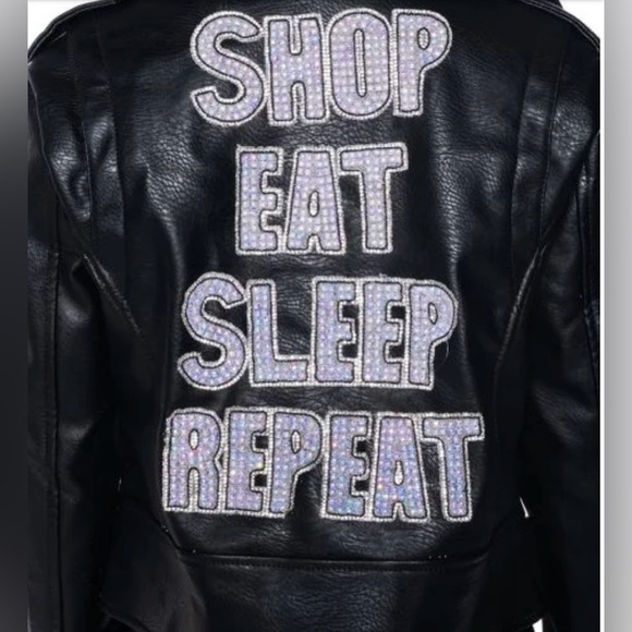 SHOP EAT SLEEP
REPEAT EMBELLISHED FAUX LEATHER MOTO
JACKET IN BLACK
MULTI - Picture 4 of 7